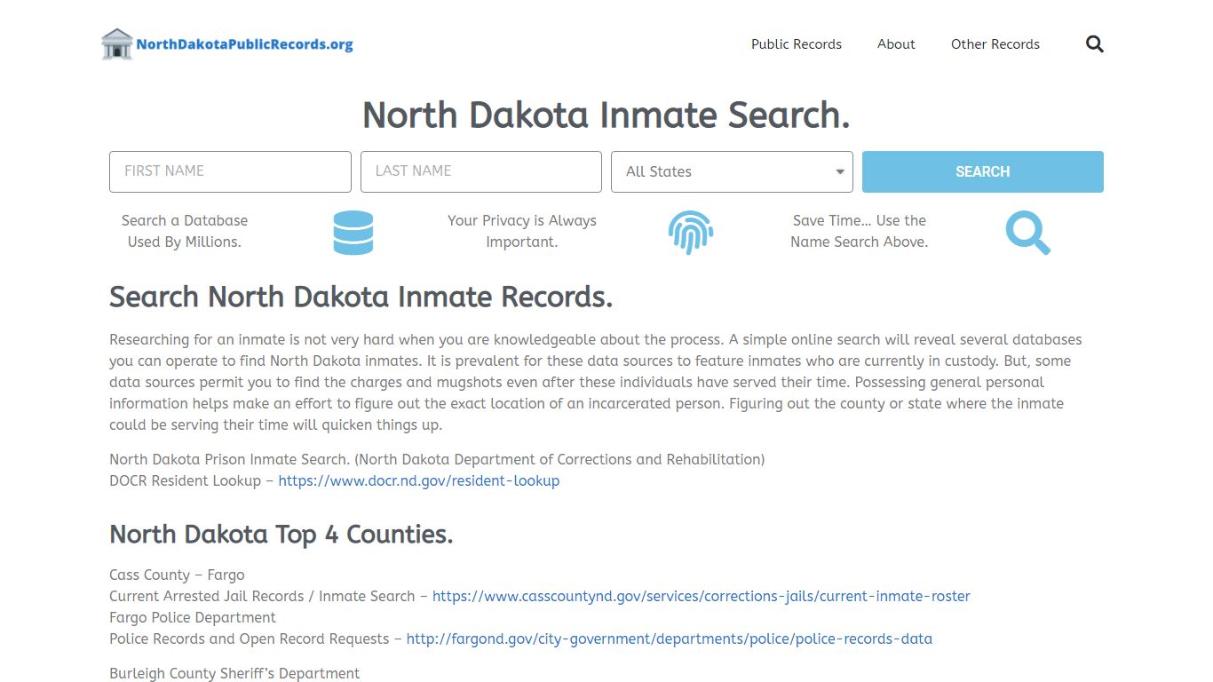 North Dakota Inmate Search: NorthDakotaPublicRecords.org