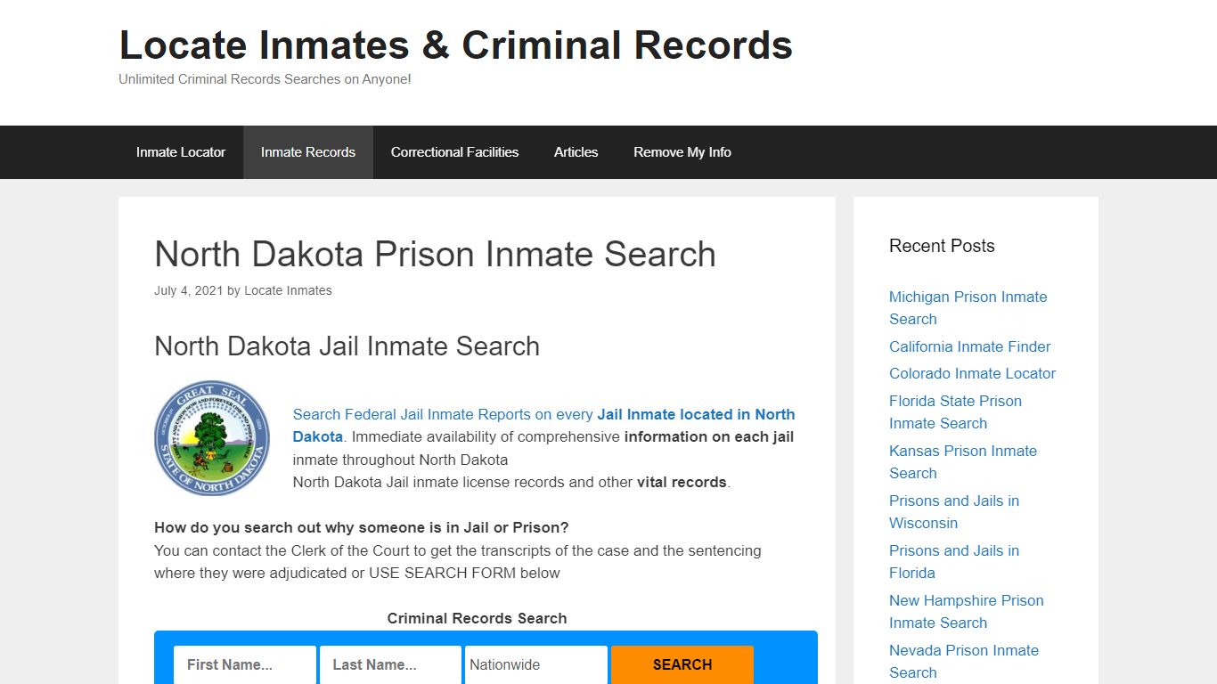 North Dakota Prison Inmate Search – Locate Inmates & Criminal Records